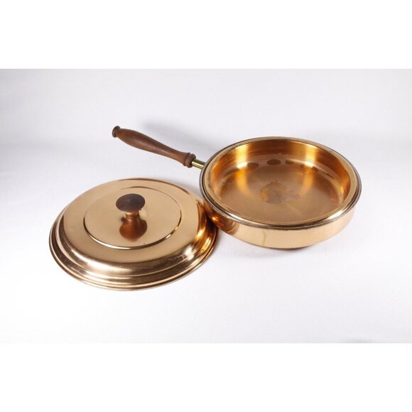 Vintage Tagus copperware pan, country kitchen cookware chafing dish, copper food - Picture 3 of 10